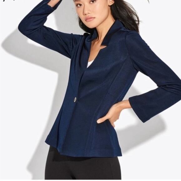 NWOT Ayr The Slinky Blazer Jacket Navy One Button Blazer 6 - Picture 2 of 11